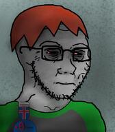 clothes flag:iceland glasses hair medal orange_hair sean stubble tired tshirt variant:soyak // 800x917 // 778KB