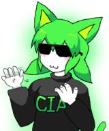 animal_ear cat_ears cia glowing green_hair sweater tagme tail tama text // 821x988 // 131KB