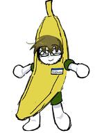 arm banana clothes costume Feralteen fruit full_body glasses gray_eyes hair leg name_tag smile stem stubble text tshirt // 749x1048 // 65KB