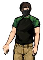 arm brown_hair clothed cosplay drawing looking_at_viewer losha mask sean shorts tshirt // 423x590 // 218KB