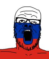 A24 bald beard blue cis conservative eurasian eurasianist flag:russia glasses red russia stubble white // 454x553 // 7.5KB