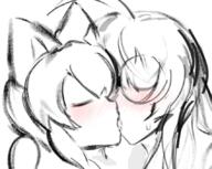 animal_ear blush cat_ears drawing fia glasses kissing sketch tagme tama // 851x676 // 375KB