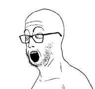 glasses open_mouth soyjak stubble template variant:cockrapejak // 825x771 // 14KB