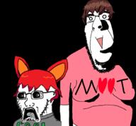 animal_ear brown_hair cat_ears clothes fat glasses moot ominous red_hair soyjak subvaiant:hornyson tama text tounge tshirt variant:cobson variant:soyak // 1673x1547 // 293KB