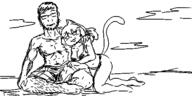 animal_ear cat_ears clothes drawing hair muscle nate oekaki shorts tama // 500x250 // 29KB