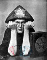 aleister_crowley book clothes gat glasses IRL pentagram variant:unknown // 293x367 // 143KB