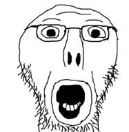 glasses open_mouth Rob_Herman soyjak stubble template variant:yelljak yelling_creature // 857x878 // 16KB