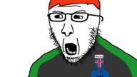 angry clothes flag:iceland glasses mefal open_mouth orange_hair shemmy soyjak stubble template traced variant:squid_game_soyjak // 600x336 // 9.0KB