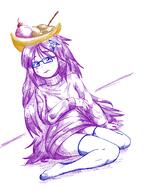 arch_linux banana banana_split_ice_cream clothing developer drawing female femquote glasses ice_cream leggings long_hair meta:featured mud_(user) purple_hair purple_shirt quote_(user) rule_63 sitting sweater // 1200x1500 // 1.1MB