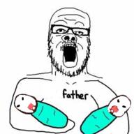 baby binky cuckoldry father glasses moss_bag open_mouth small_eyes stubble variant:a24_slowburn_soyjak // 250x250 // 47KB