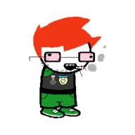 bloodshot_eyes clothes glasses hair high homestuck john_egbert mametchi medal open_mouth orange_hair sean shoes smoke tshirt ura_young_mametchi variant:mameson weed weedvariant:unknown // 300x300 // 3.8KB