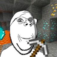 cave diamond gem glasses gold lava minecraft ominous ore pickaxe smile soyjak stone stubble subvariant:wholesome_soyjak variant:gapejak video_game // 255x255 // 122KB