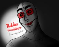 artist:soyjakfan01 black_sclera doddermodd drawing glasses ominous robot smile stubble text thick_eyebrows tinted_glasses // 805x643 // 206KB