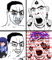 2soyjaks angry anime bbc bernkastel bloodshot_eyes clenched_teeth closed_mouth crying ear facial_mark forehead_mark glasses hair hand holding_object nazism nose_piercing nose_ring open_mouth painted_nails pen purple_hair queen_of_spades smile smug soyjak stubble subvariant:slutson swastika tattoo text twp umineko variant:chudjak variant:cobson video_game // 1449x1656 // 391KB