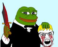 angry blood frog glasses gore nate open_mouth pepe soyjak soyjak_party stubble variant:feraljak yellow_hair // 512x418 // 127KB