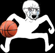 animated basketball bloodshot_eyes crying full_body GIF glasses merge soyjak stubble variant:cryboy_soyjak variant:soyak // 570x537 // 112KB