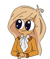 arm big_eyes blond_hair cartoon closed_mouth clothes coco_(ongezellig) female hair ongezellig sweater variant:soyco // 430x508 // 22KB