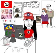 america_first anime anti_vax christianity chud father flag hearts_of_iron hearts_of_iron_IV jesus_is_king katana mixed_race mother nazbol nazi nazi_heart parents russia russian_flag samurai_sword socialisim ss_hat subvariant:front_facing_chudjak swastika tranime ukraine ukrainian+flag variant_chudjak z // 2250x2144 // 1.2MB