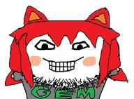 cat_ears gem ginger green_lettering grey_t_shirt mametchi pointed_ears red red_hair stubble tama variant:mameson // 679x499 // 53KB