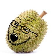 durian foodjak glasses IRL open_mouth soyjak stem stubble variant:soyak // 1400x1400 // 1.8MB